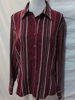 East 5th Burgundy and White Striped Button-Down Shirt